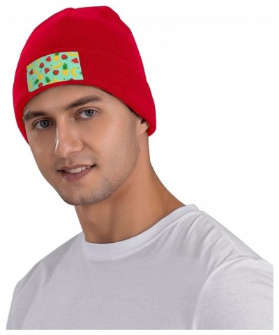 Banana Strawberry Pineapple Print Elastic Knitted Hat Multifunction Outdoor Daily Beanie for Men Women Soft Warm Red $10.39 S...