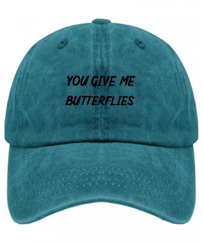 Baseball Cap Butterfly Fitted Golf Hats for Men Summer Cap Light Weight You givee me Butterflies Summer Cap Cyan Blue $8.99 V...