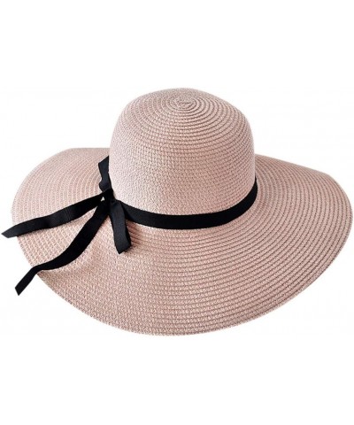 Straw Foldable Beach Brim Ladies Floppy Sun Hat Summer Women Cap Wide Baseball Caps Pink $9.78 Sun Hats