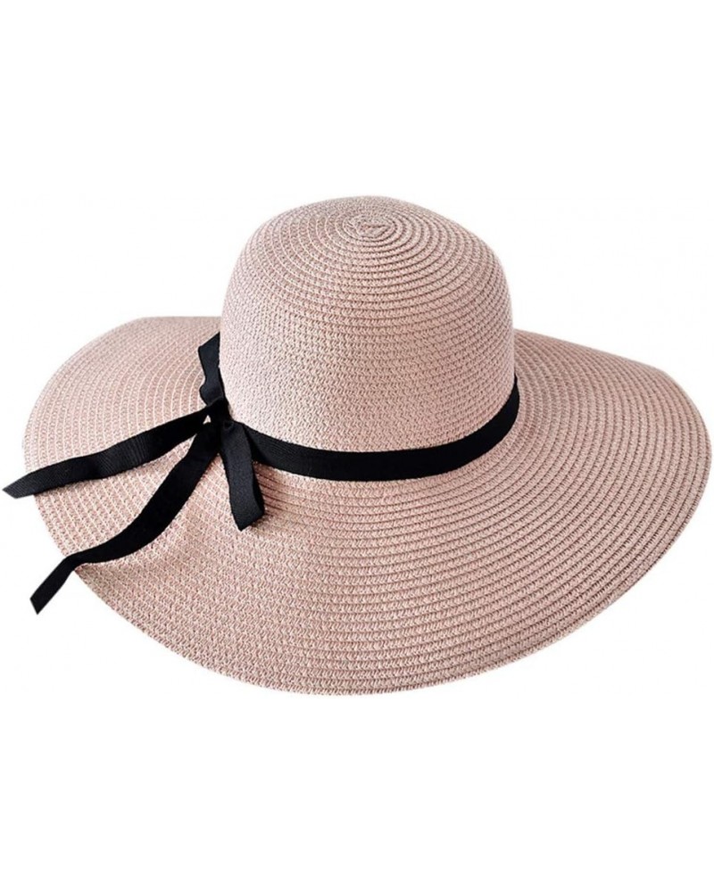 Straw Foldable Beach Brim Ladies Floppy Sun Hat Summer Women Cap Wide Baseball Caps Pink $9.78 Sun Hats