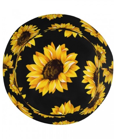 Sunflower Black Unisex Reversible Packable Bucket Hat Sun hat for Men Women $10.74 Bucket Hats