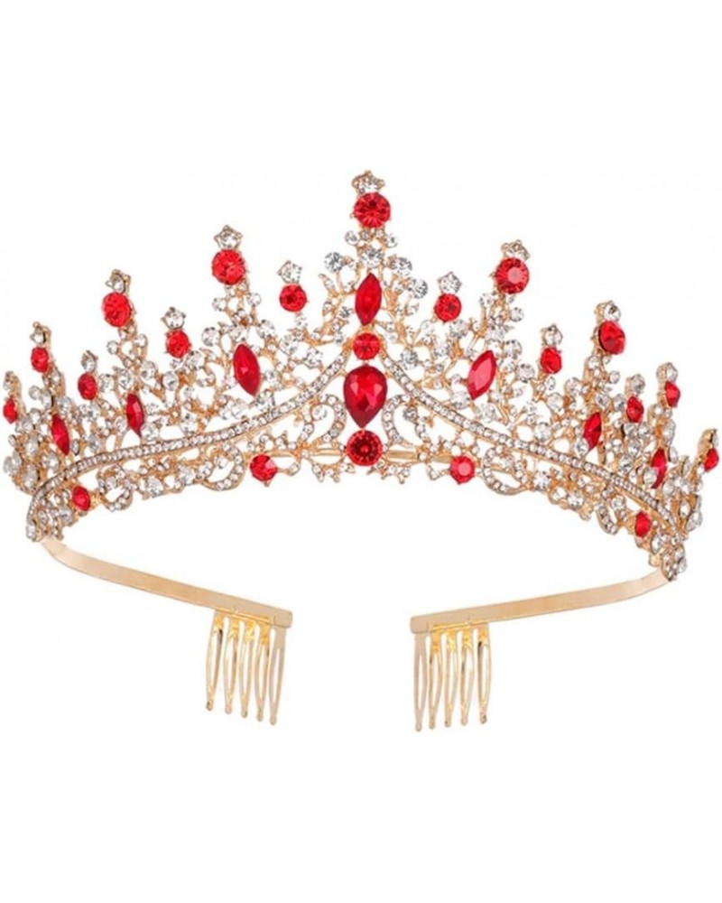 Red And Blue Crystal Crown Headbands Luxury Hair Accessories Bridal Prom Queen Crown For Women Wedding Tiara red $17.17 Headb...