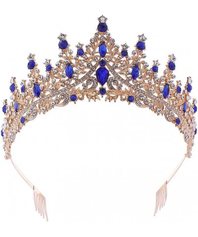 Red And Blue Crystal Crown Headbands Luxury Hair Accessories Bridal Prom Queen Crown For Women Wedding Tiara red $17.17 Headb...