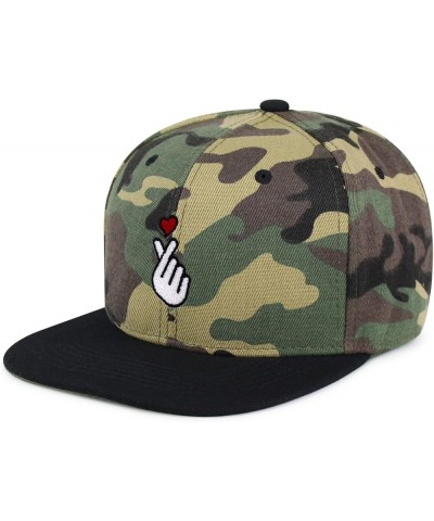 Korean Heart Finger Hip-Hop Snapback Hat Embroidered Baseball Cap Korea Sign 59. Woodland Camo/Black $12.49 Baseball Caps