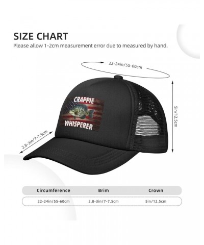 Crappie Whisperer Fishing Hat Adult Adjustable Mesh Baseball Cap Sun Protection Trucker Hats Black $10.24 Baseball Caps