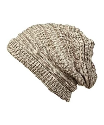 Unisex Knit Cuff Beanie Hat Soft Warm Slouchy Beanie Hat Warm Ski Hat Soft Daily Hat B-khaki $7.58 Skullies & Beanies