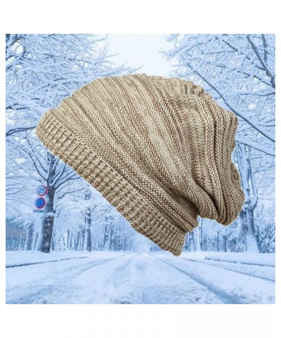 Unisex Knit Cuff Beanie Hat Soft Warm Slouchy Beanie Hat Warm Ski Hat Soft Daily Hat B-khaki $7.58 Skullies & Beanies