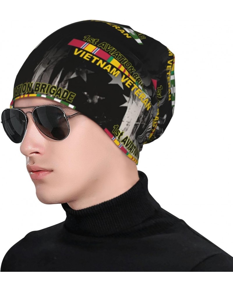 1st Aviation Brigade Vietnam Veteran Eco-Chic Knit Hats Fashionable Functionality for Modern Living Black $13.24 Skullies & B...