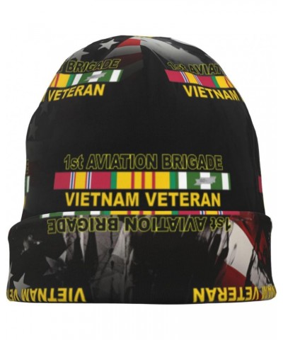 1st Aviation Brigade Vietnam Veteran Eco-Chic Knit Hats Fashionable Functionality for Modern Living Black $13.24 Skullies & B...