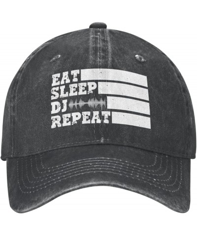 Eat Sleep Dj Repeat Hat Trucker Hat for Men Women Dad Baseball Cap Black $14.25 Baseball Caps