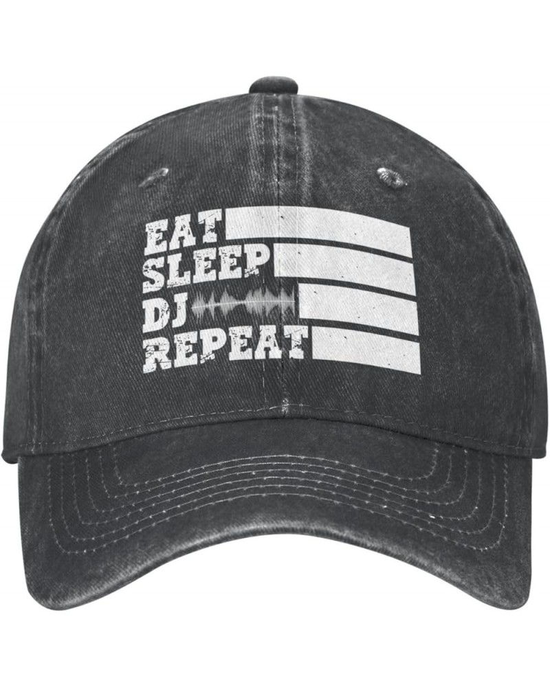 Eat Sleep Dj Repeat Hat Trucker Hat for Men Women Dad Baseball Cap Black $14.25 Baseball Caps