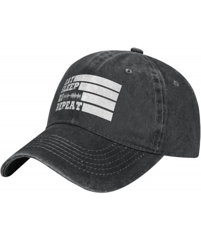 Eat Sleep Dj Repeat Hat Trucker Hat for Men Women Dad Baseball Cap Black $14.25 Baseball Caps