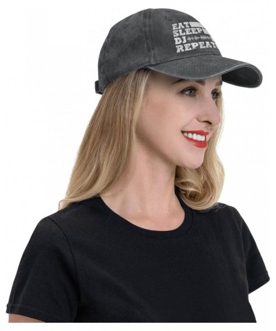 Eat Sleep Dj Repeat Hat Trucker Hat for Men Women Dad Baseball Cap Black $14.25 Baseball Caps