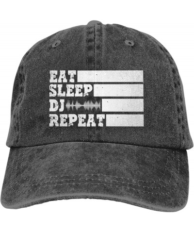 Eat Sleep Dj Repeat Hat Trucker Hat for Men Women Dad Baseball Cap Black $14.25 Baseball Caps