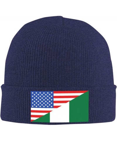 Nigerian American Flag Cozy Knitted Hat for Winter - Warm Comfort Black Navy Blue $14.33 Skullies & Beanies