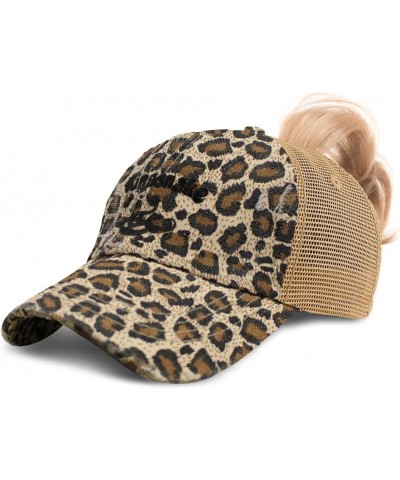 Womens Ponytail Cap Kingsnake Reptiles Nature Cotton Scales Distressed Trucker Hat Leopard Design Only $13.92 Baseball Caps