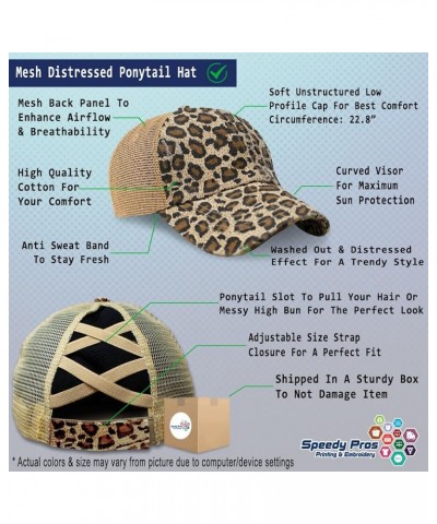 Womens Ponytail Cap Kingsnake Reptiles Nature Cotton Scales Distressed Trucker Hat Leopard Design Only $13.92 Baseball Caps