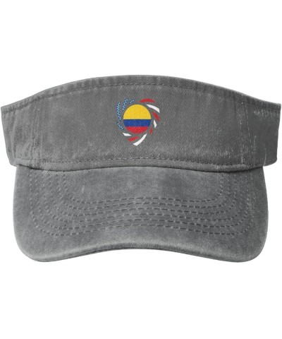 We Heart America and Colombia Love Forever Sun Hat Sun Visor Hats for Women Men Baseball Cap Golf Hats Gray $10.65 Visors