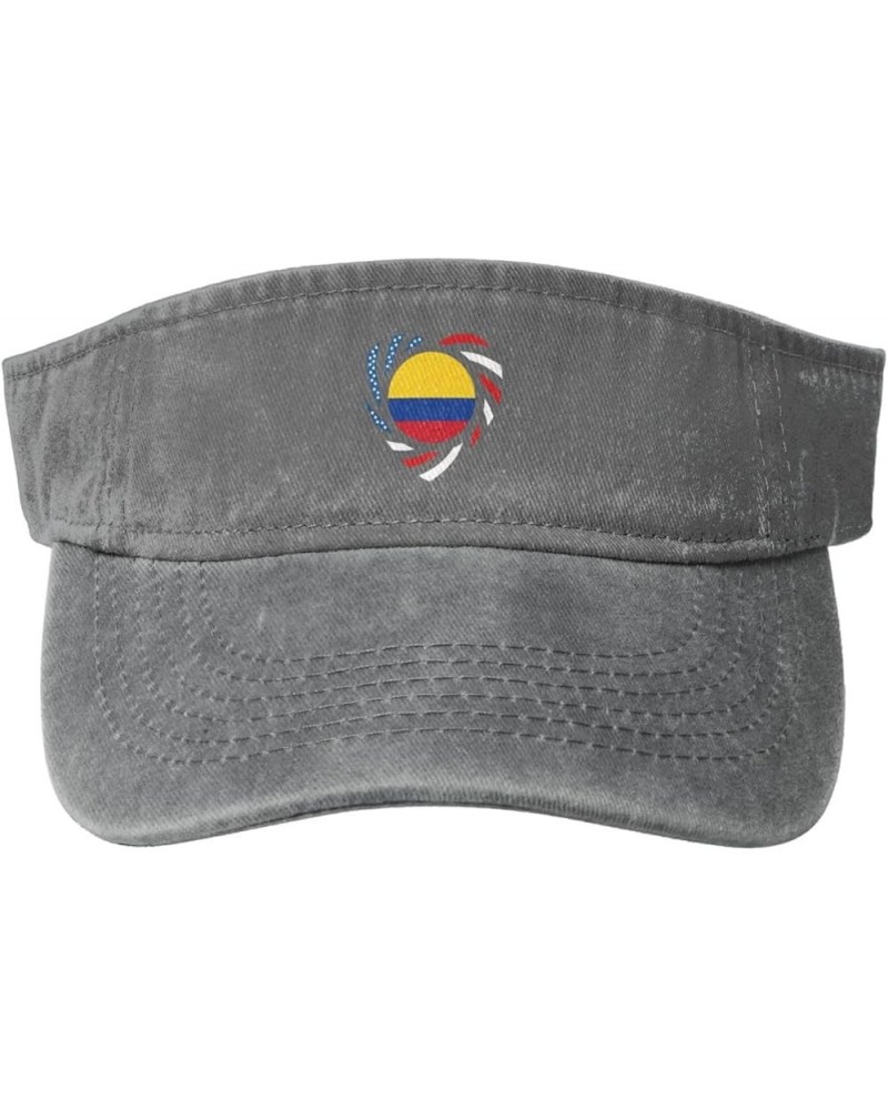 We Heart America and Colombia Love Forever Sun Hat Sun Visor Hats for Women Men Baseball Cap Golf Hats Gray $10.65 Visors