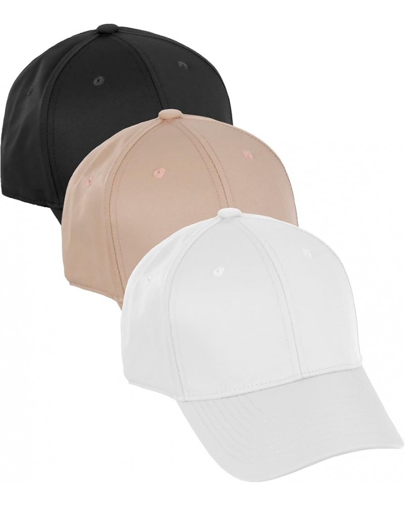 Performance Hat High Profile Structured Baseball Cap Multi 3 Pack 3 Pack - Black,khaki,white $17.68 Baseball Caps