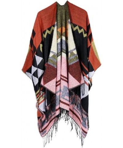 Women's Fall Winter Scarf Fashion Cloak Tassel Cape Mantle Scarf Warm Soft Kerchief Wrap Shawl Scarves (Color : Red, Size : 5...