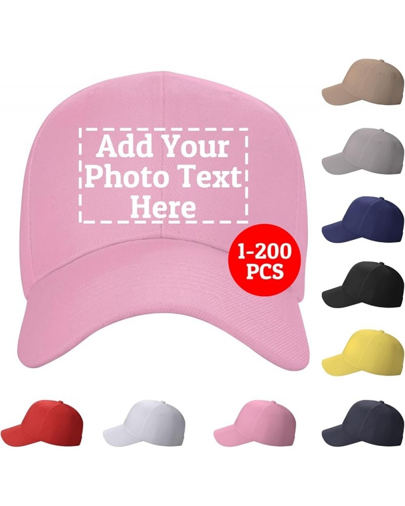 Custom Baseball Cap with Your Text Personalized Logo Image Hats for Men Women Pink $9.89 Baseball Caps