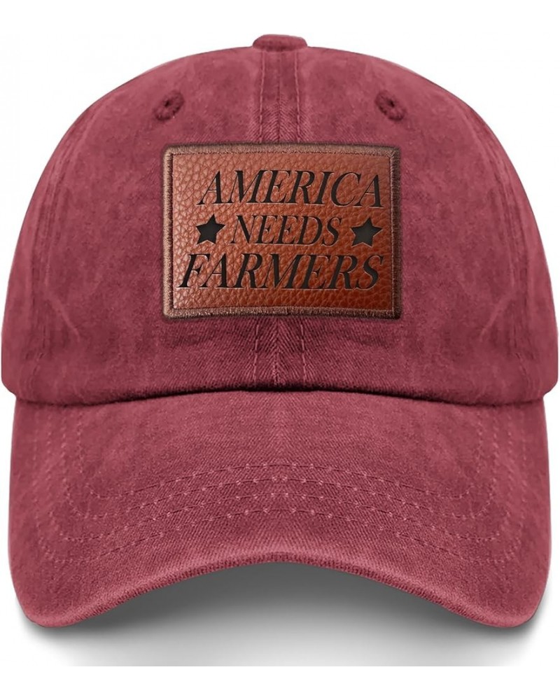 American Farmer Cap America Needs Farmers Hat for Men Baseball Hats Adjustable Caps Deep Rose-686 $8.39 Baseball Caps