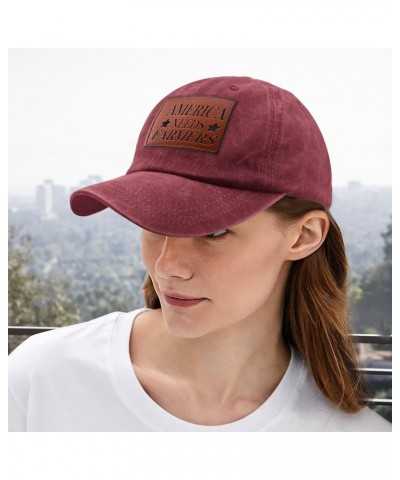 American Farmer Cap America Needs Farmers Hat for Men Baseball Hats Adjustable Caps Deep Rose-686 $8.39 Baseball Caps