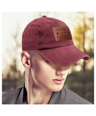 American Farmer Cap America Needs Farmers Hat for Men Baseball Hats Adjustable Caps Deep Rose-686 $8.39 Baseball Caps