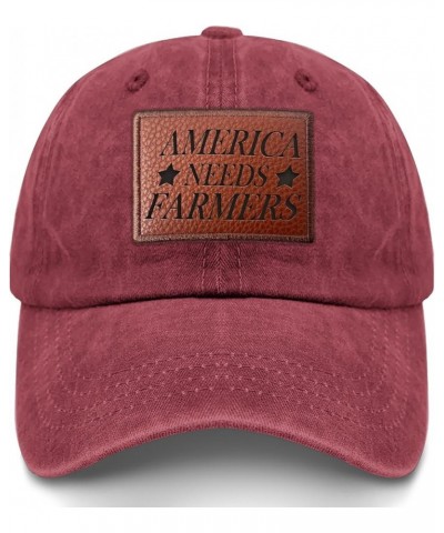 American Farmer Cap America Needs Farmers Hat for Men Baseball Hats Adjustable Caps Deep Rose-686 $8.39 Baseball Caps