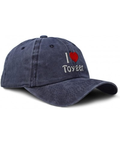 Custom Soft Washed Baseball Cap I (Love) Toyger Red Heart Pet Lovers Cats Cotton Navy Design Only $12.76 Baseball Caps