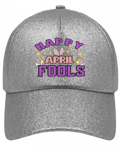 Baseball Cap April Fools Day Happy Aprill Fools White Cowboy hat Kawaii hat Gifts for Men Workout Cap Suitable for Silver Col...