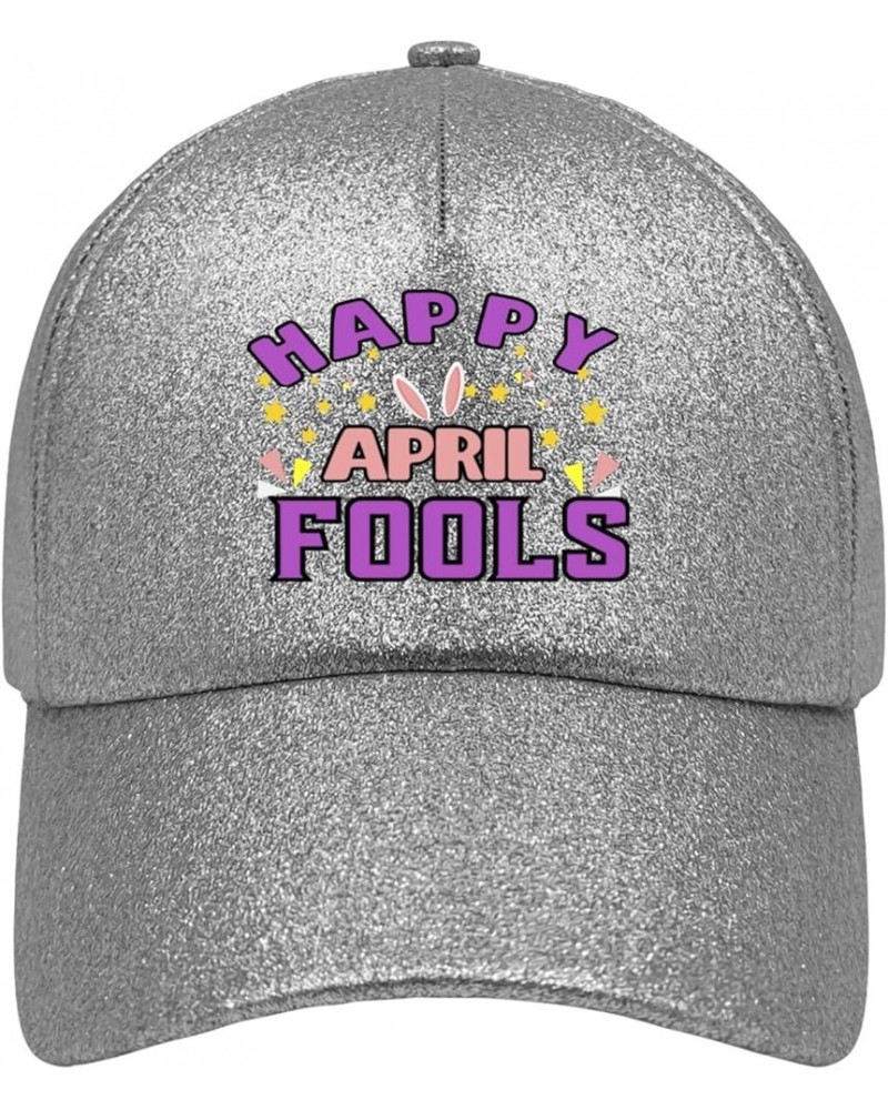 Baseball Cap April Fools Day Happy Aprill Fools White Cowboy hat Kawaii hat Gifts for Men Workout Cap Suitable for Silver Col...