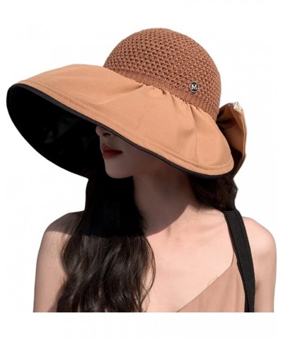 Womens Big Bowknot Hat Large Floppy Foldable Roll up Beach Cap Sun Hat Coffee $7.30 Sun Hats