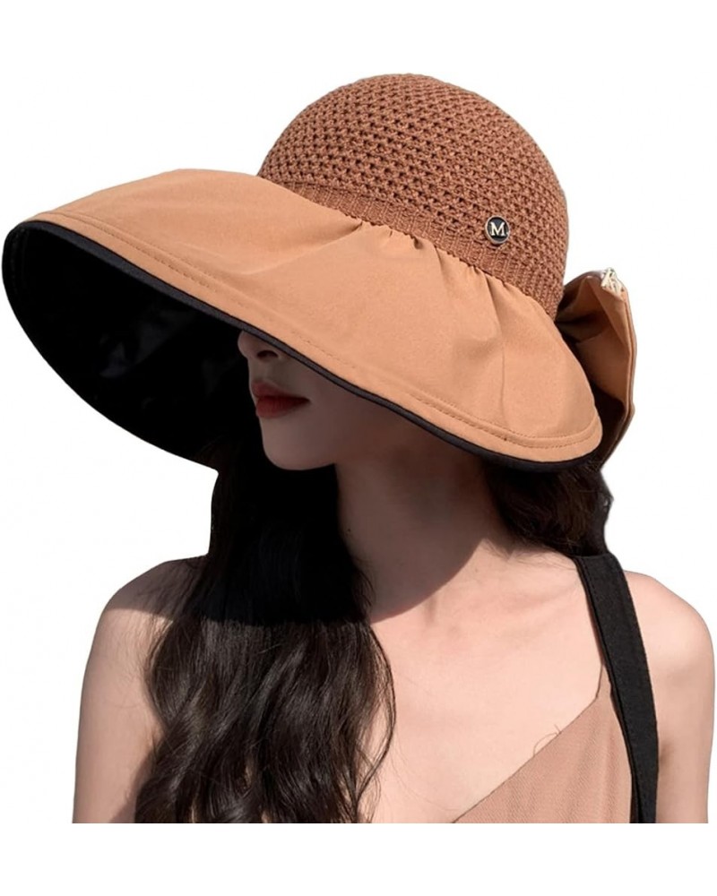 Womens Big Bowknot Hat Large Floppy Foldable Roll up Beach Cap Sun Hat Coffee $7.30 Sun Hats