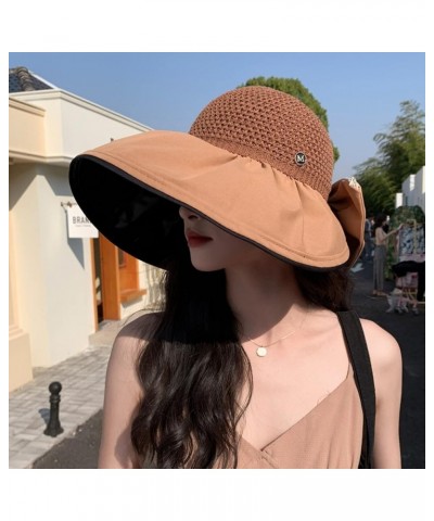 Womens Big Bowknot Hat Large Floppy Foldable Roll up Beach Cap Sun Hat Coffee $7.30 Sun Hats