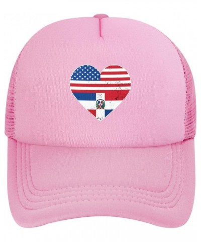 Dominican American Flag Baseball Cap Adjustable Solid Color Mesh Baseball Cap for Men Women Black Pink $13.96 Baseball Caps