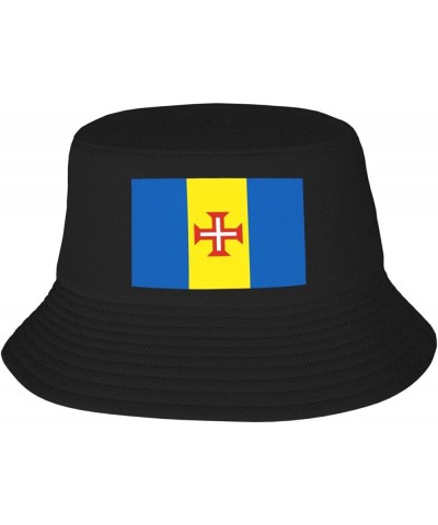 Flag of Madeira Bucket HatUnisex Packable Outdoor Fashio Sunshade Fisherman Hat Black $13.67 Bucket Hats