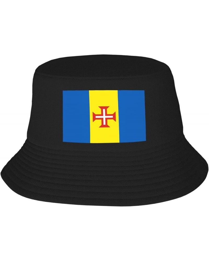 Flag of Madeira Bucket HatUnisex Packable Outdoor Fashio Sunshade Fisherman Hat Black $13.67 Bucket Hats