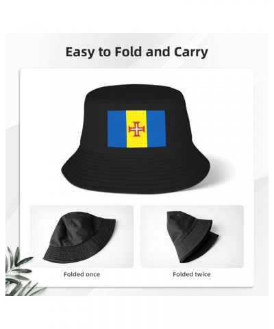 Flag of Madeira Bucket HatUnisex Packable Outdoor Fashio Sunshade Fisherman Hat Black $13.67 Bucket Hats