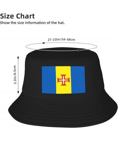 Flag of Madeira Bucket HatUnisex Packable Outdoor Fashio Sunshade Fisherman Hat Black $13.67 Bucket Hats