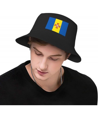 Flag of Madeira Bucket HatUnisex Packable Outdoor Fashio Sunshade Fisherman Hat Black $13.67 Bucket Hats