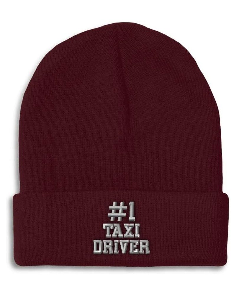 Beanies for Men Number 1 Taxi Driver Embroidery Others Taxi Winter Hats for Women Acrylic Skull Cap 1 Size Burgundy Design On...