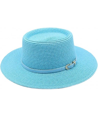 Men's and Women's Flat-Top Fedora Outdoor Wide-Brim Sun Hat Solid Color Beach Sun Hat 4 $24.61 Sun Hats