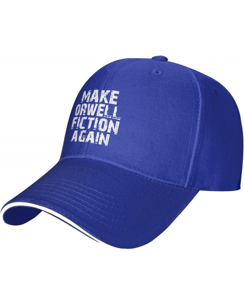 Make Orwell Fiction Again Men's Baseball Hat Original Trucker Cap Adjustable Blue $10.82 Baseball Caps