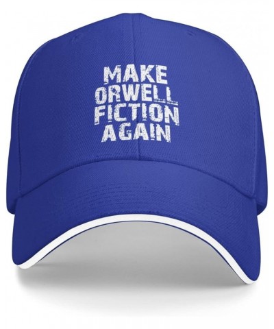 Make Orwell Fiction Again Men's Baseball Hat Original Trucker Cap Adjustable Blue $10.82 Baseball Caps