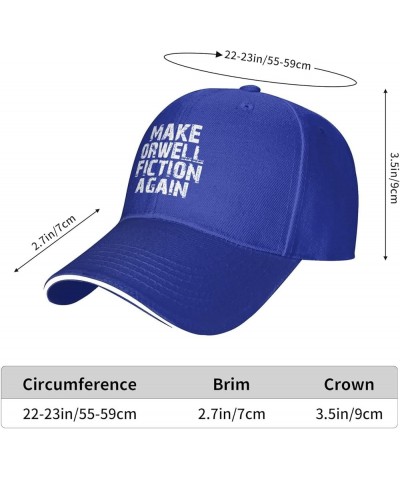 Make Orwell Fiction Again Men's Baseball Hat Original Trucker Cap Adjustable Blue $10.82 Baseball Caps