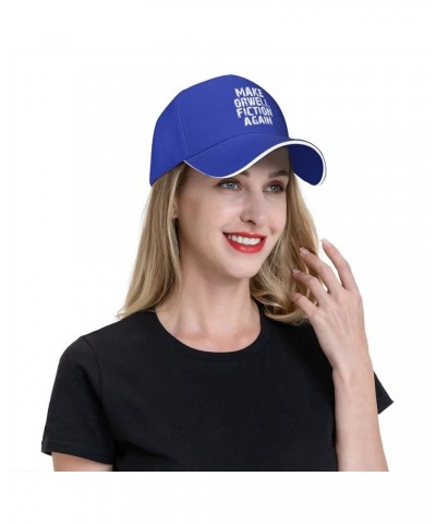 Make Orwell Fiction Again Men's Baseball Hat Original Trucker Cap Adjustable Blue $10.82 Baseball Caps