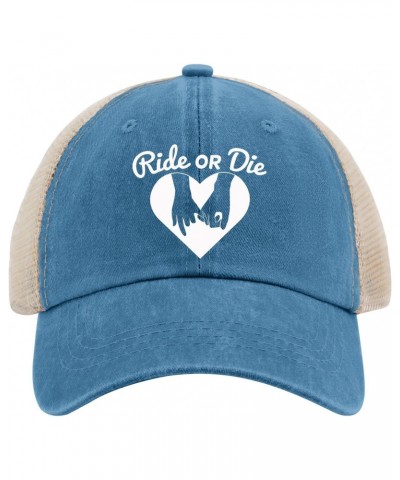 Ride or die Hats for Women Baseball Cap Low profilees Washed Hiking hat Fitted Lake Blue $8.62 Baseball Caps