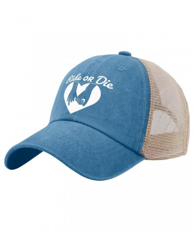 Ride or die Hats for Women Baseball Cap Low profilees Washed Hiking hat Fitted Lake Blue $8.62 Baseball Caps